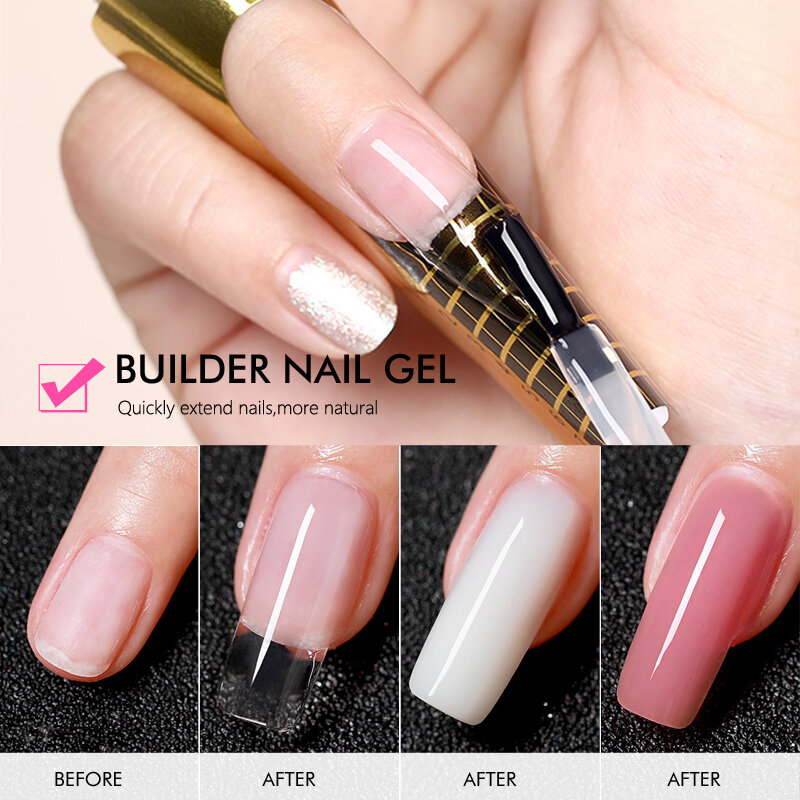 CHUNSHU-Gel constructor de uñas 6 en 1, esmalte de Gel para construcción de uñas, Color neón, rosa claro, capa superior Base Led UV, 15ML