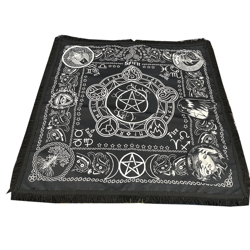 Tarots Table Cloth Board Game Triple Moon Pentagram Tree of Life Divination Astrology Pendulum Mat Altar Card Protective Cloth