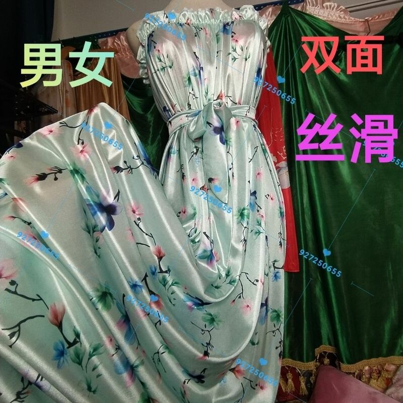 Glossy Women Satin Sleeveless Dress Loose Ruffles Maxi Dress Plus Size Sleeping Robe