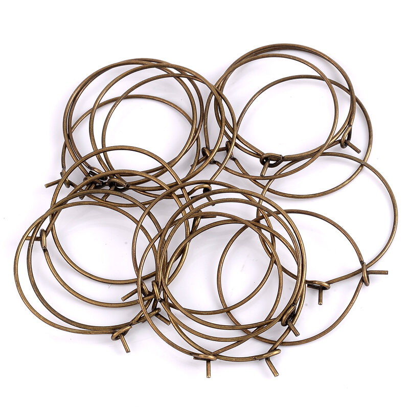 Cerchi in metallo placcato in lega da 50 pezzi Big Circle Ear Wire Hook Wires orecchini Base per gioielli Jewelri che fanno risultati componenti