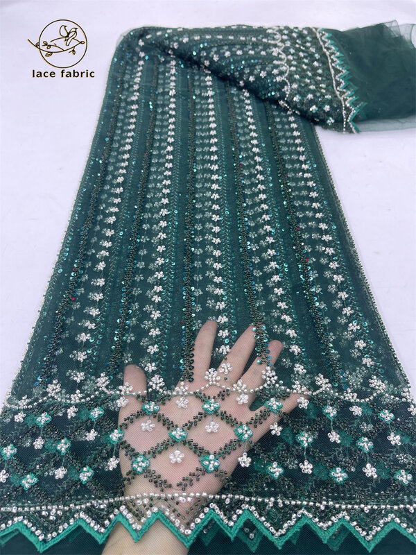 Африканская кружевная ткань для жениха 2024, высококачественное кружево, Французская ткань с блестками, швейная вышивка, тюль, Нигерия, женское стандартное платье, 5 ярдов