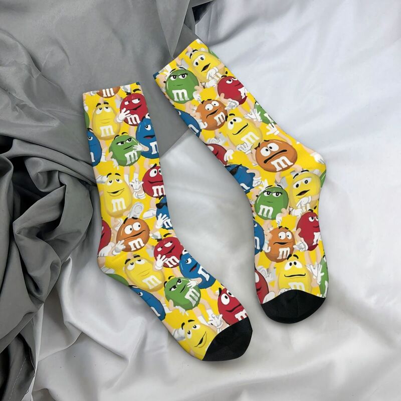 M Chocolate Funny Men's Socks Candy Character Collection Vintage Harajuku  Hip Hop Novelty Seamless Crew Crazy Sock Gift Printed