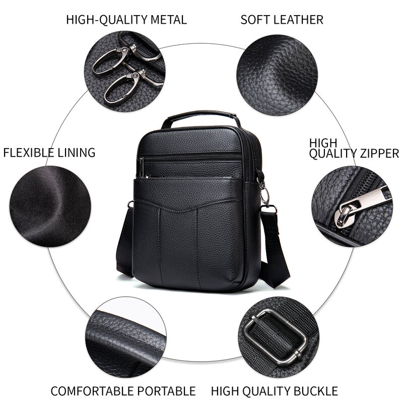 WESTAL Crossbody Bags for Men Fashion Men's Designer Shoulder Bag Men Genuine Leather Black Flap Messenger Bags Man Handbag 7456