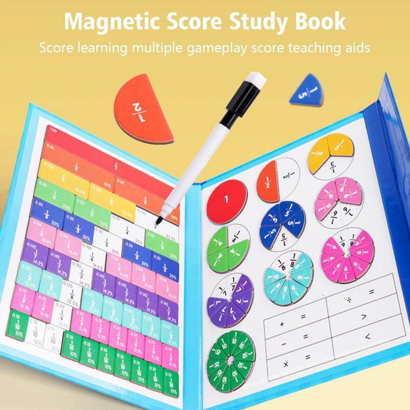 Livre en bois d'apprentissage des mathématiques pour enfants, Montessori, Arithmétique, Fuchsia, Aide au développement des mathématiques, Fraction magnétique, L3G3