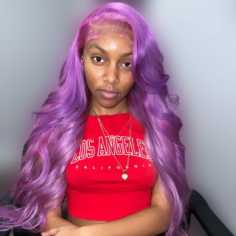 FITU Light Purple Transparent 13x6 13x4 Lace Frontal Human Hair Wig 613 Colored  Plucked With Baby Hair 4x4 5x5 Lace Closure Wig