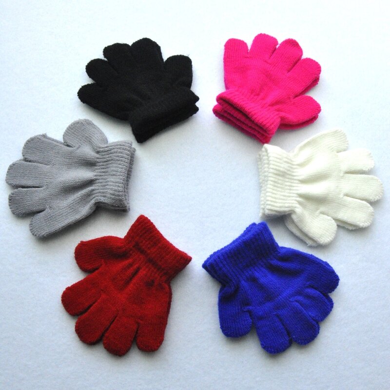 1〜3歳の子供用の暖かい冬の手袋,男の子と女の子用のニットアクリル手袋,kf198