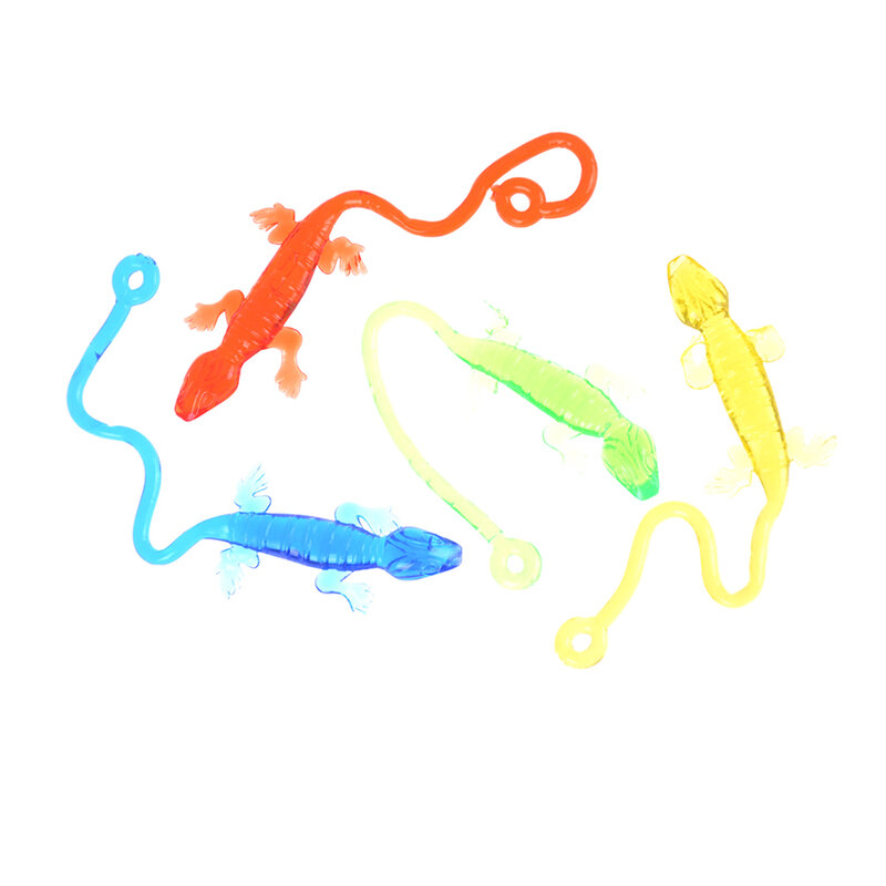 5Pcs novità all'ingrosso Sticky Lizard Animals retrattile viscoso creativo lucertola di gomma bambini divertente Gadget novità giocattoli