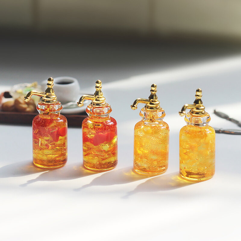 Mini botella de vino de frutas para decoración de casa de muñecas, tarro de cristal en miniatura, accesorios para casa de muñecas, 1 piezas, 1/12, OB11 bjd