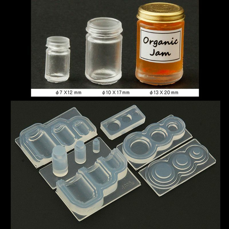 Handgefertigte 3D-Mini-Marmelade-Flasche, Wasserglas-Anhänger, Miniatur-Lebensmittel zum Spielen, UV-Harz, Gießform,