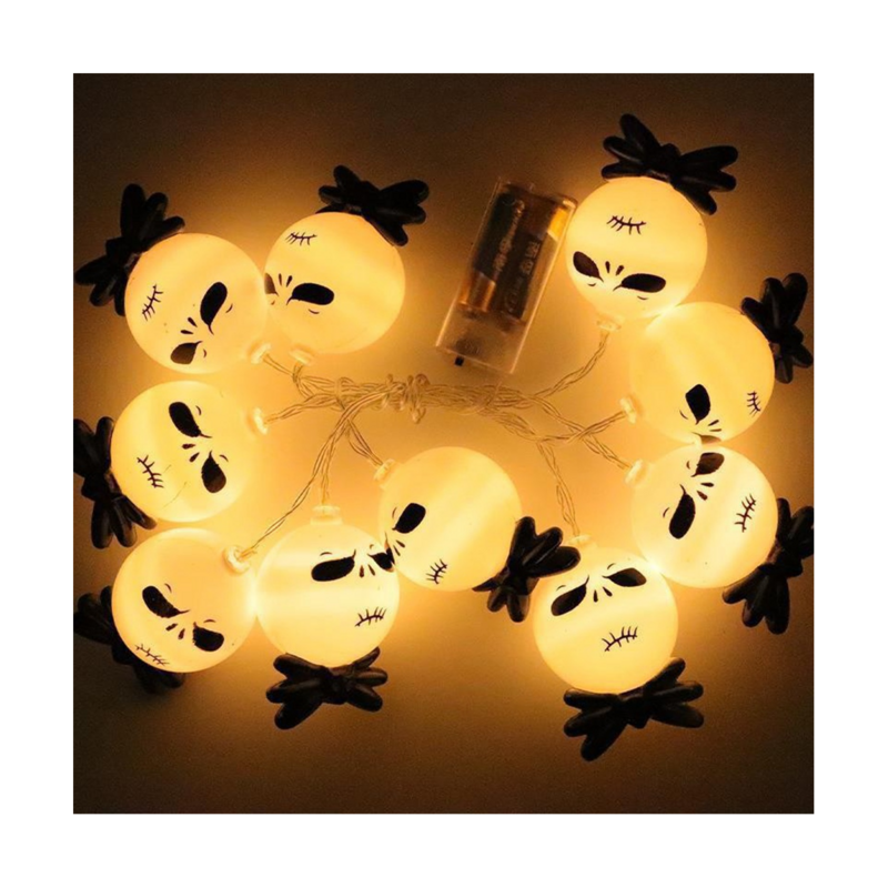 Guirnalda de luces LED de cara fantasma de Halloween, guirnalda de luces LED, linterna fantasma, día de Halloween, Festival, fiesta, decoración del hogar, A
