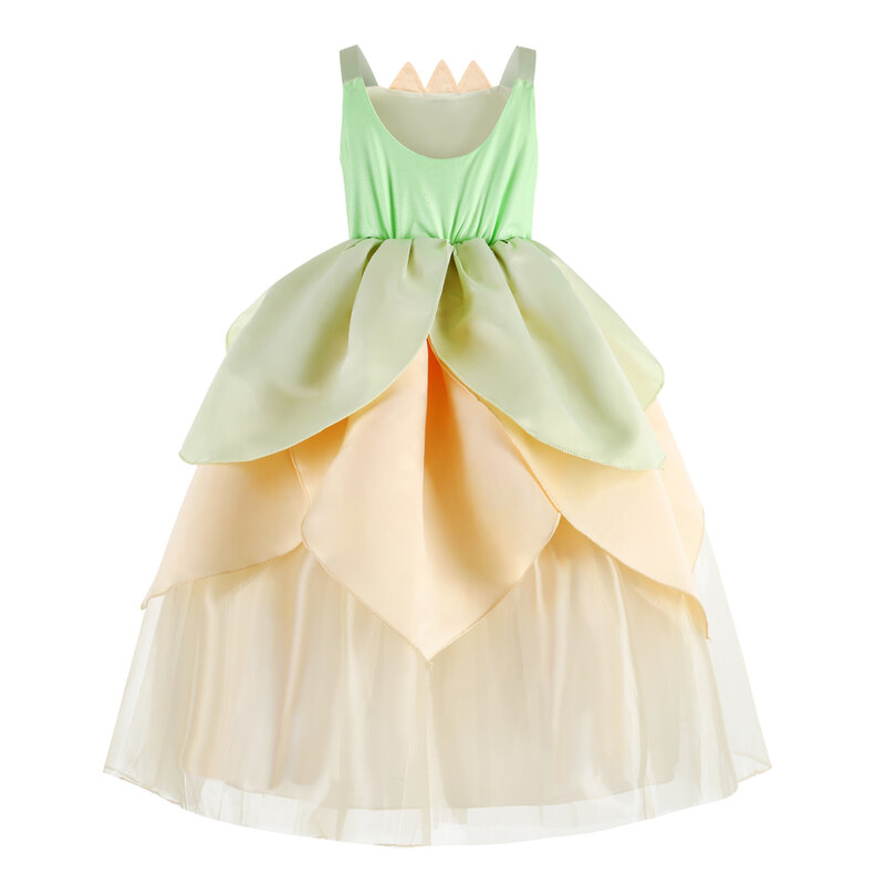 Ragazze Tiana Dress Up Evening Party Green The Princess and the Frog Ball Gown Fancy Fairy Birthday Fluffy Dresses