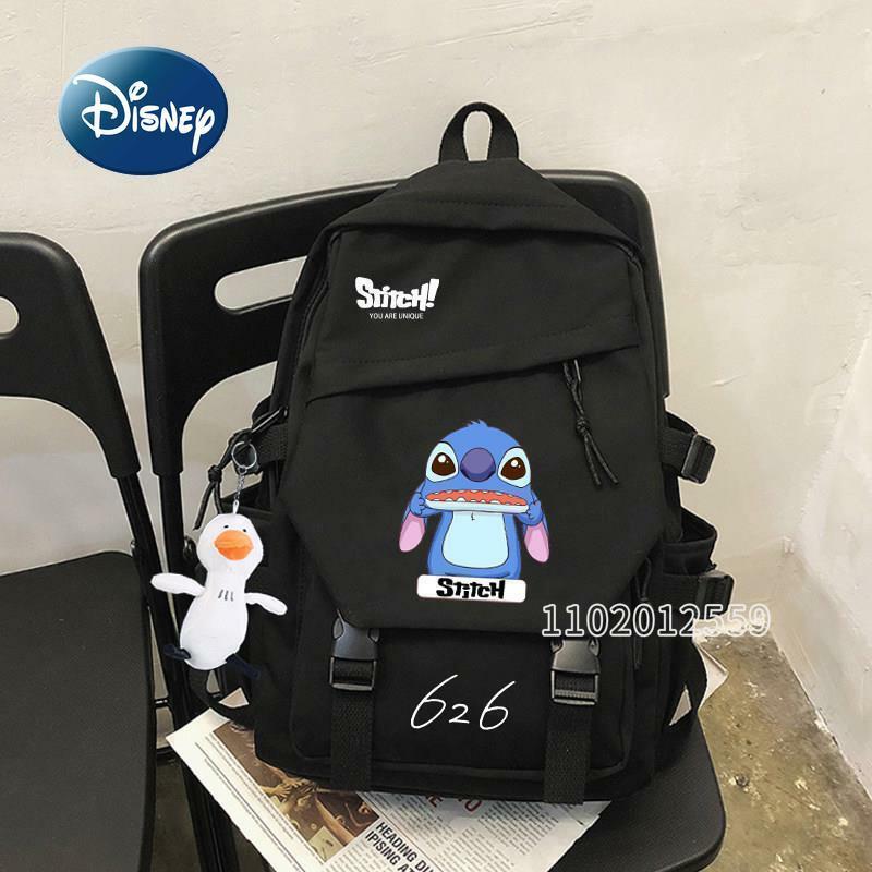 Disney Stitch Student Backpack Saco de escola de grande capacidade Saco bonito dos desenhos animados, alta qualidade, marca de luxo, moda, novo