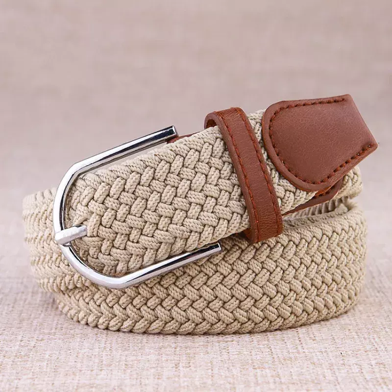 High Quality Fashionable Elastic Canvas Belts for Women Knitted Buckle Adjustable Belt Male Canvas Waistband for Jeans 2023 NEW