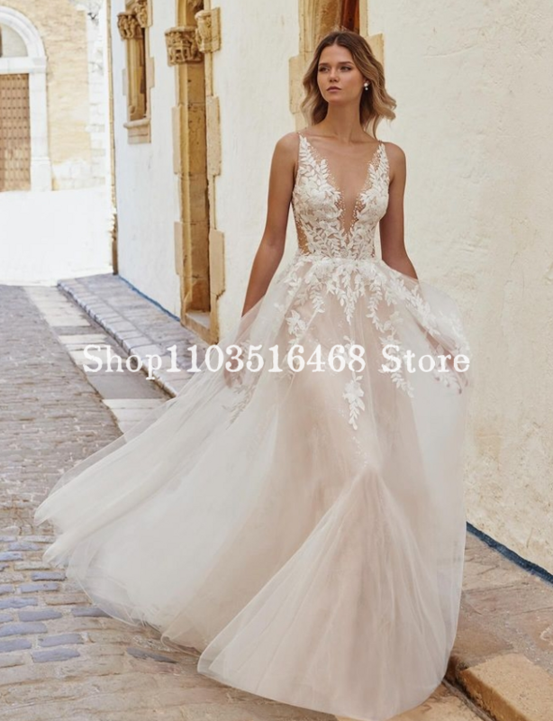Elegante Brautkleider Luxus sexy Schatz V-Ausschnitt Applikation Boho-Stil formale Hochzeit angepasst lange vestido de novia