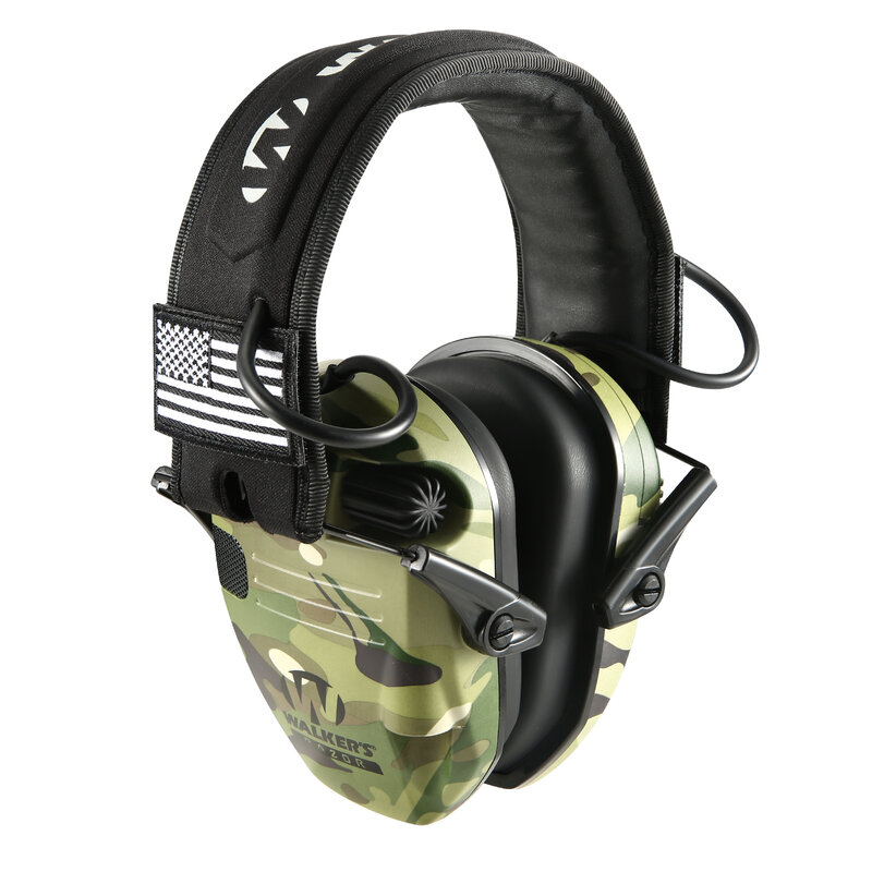 카모 노이즈 캔슬링 이어머프 워커 슬림 울트라 로우 프로파일 컴팩트 디자인, 사격 사냥용 청력 보호 헤드셋