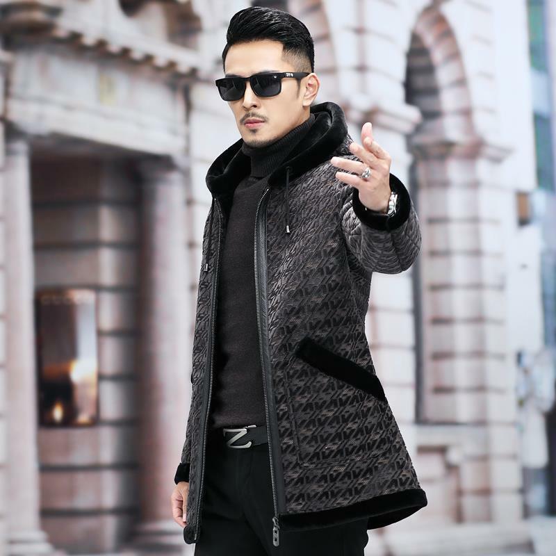 Uomo vera vera pelliccia di visone naturale cappotto moda uomo colletto alla coreana giacca con cappuccio caldo inverno giacca da uomo moda personalizzata B374