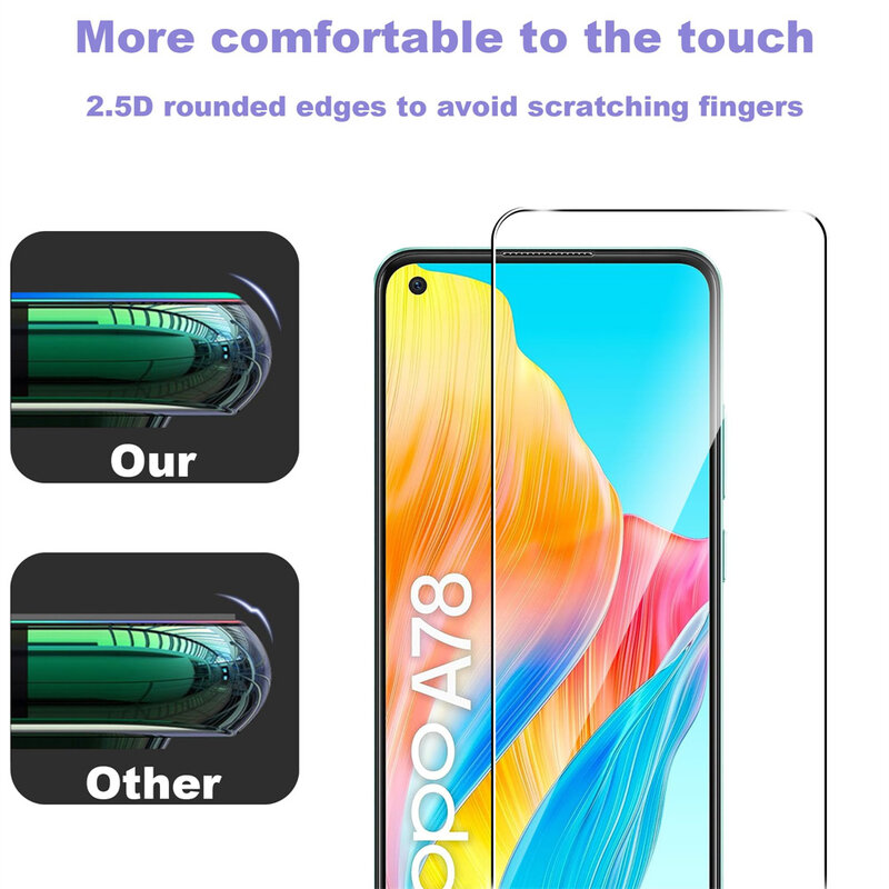 Screen Protector For OPPO A78 4G, Tempered Glass SELECTION Free Shipping HD 9H Transparent Clear Anti Scratch Case Friendly