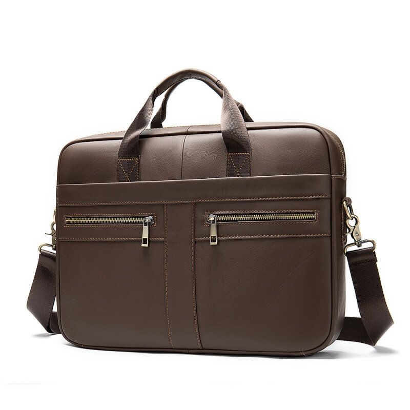 Men Genuine Leather Briefcase Large Capacity Handbag Men's 15.6-Inch Laptop Bag Male Retro Cowhide Crossbody Bag