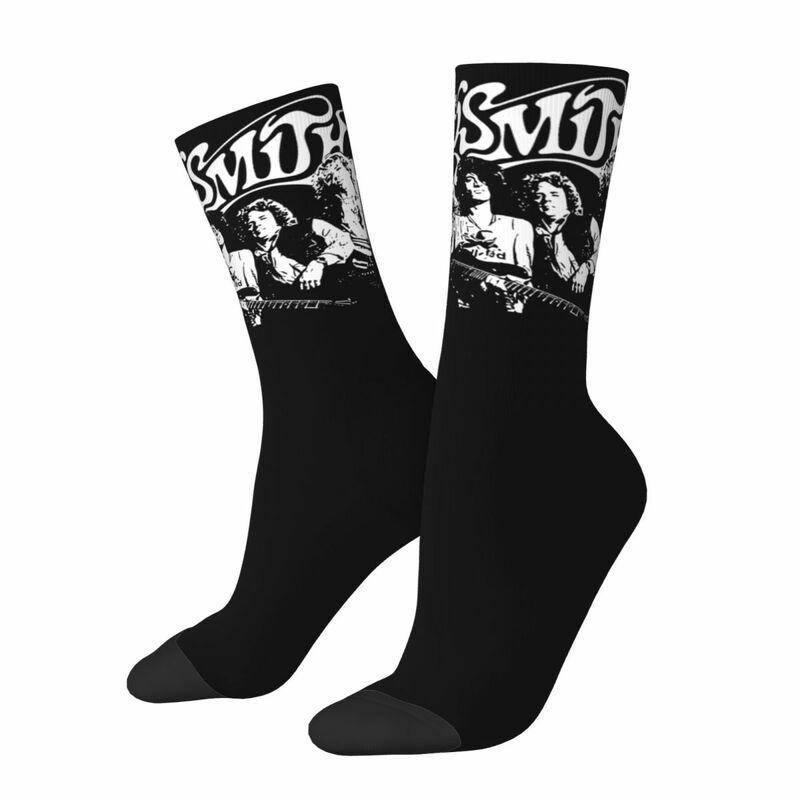 Kaus kaki desain tema Band Aerosmith musik Retro kaus kaki untuk pria wanita kaus kaki kru kompresi