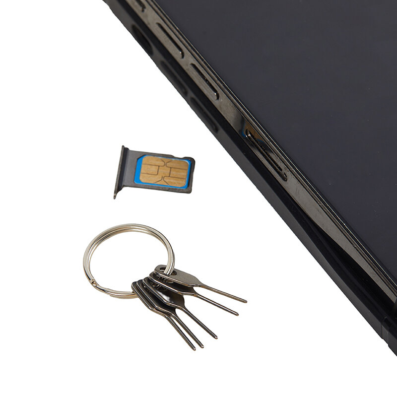 Anti-Lost Sim Card Removal Needle 5pcs Sim Card Pin + 1 Ring Key Tool Phone Ejecting Pin SIM Card Tray Ejection Pin Keyring
