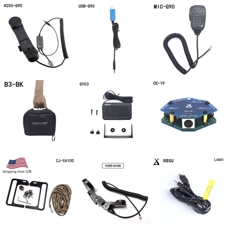 XIEGU G90 X6100 Walkie Talkie Accessories Speaker Microphone USB Prorgarmming Cable holder Bag For G90S  XPA125B X5105 X6100&G90