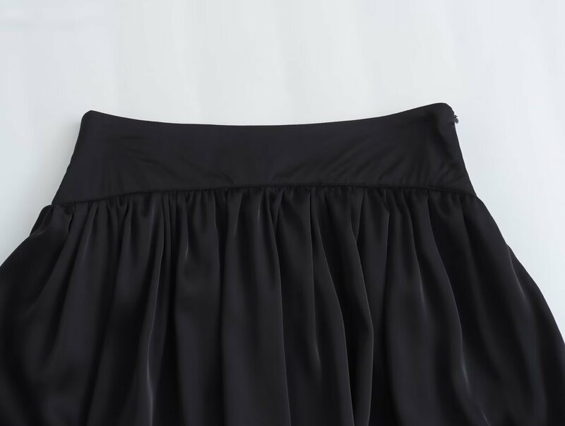 Mini jupe-pantalon vintage taille haute pour femme, fermeture à glissière latérale, version ballon, mode chic, nouveau, 2024