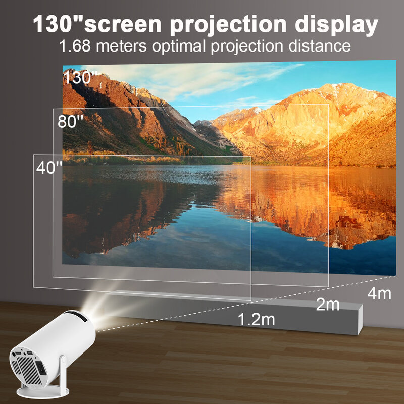 Projektor trans 4K Android 11 Dual Wifi6 200 ANSI Allwinner H713 BT5.0 1080P 1280*720P kino domowe Outdoor przenośny projektor