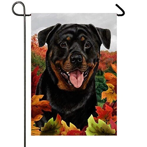 Rottweiler Dog Garden Flag Black Pet Animal Double Sided Polyester House Flag for Outdoor Patio Lawn Courtyard Home Decoration