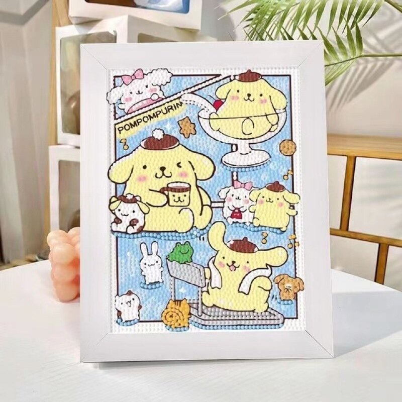 Pintura Diamante Sanrio Olá Kitty dos desenhos animados, DIY Kits de Ponto Cruz, Mosaico, Decoração da casa com moldura, 5D