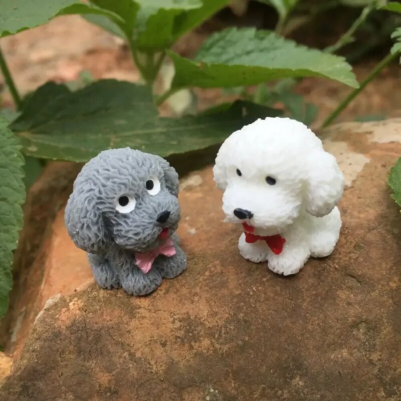 Nowe 4 sztuki DIY piękne Teddy ozdoby zabawka dla psa wisiorek figurki statua zwierząt szczeniak miniatury lalki wystrój ogrodu rzemiosła