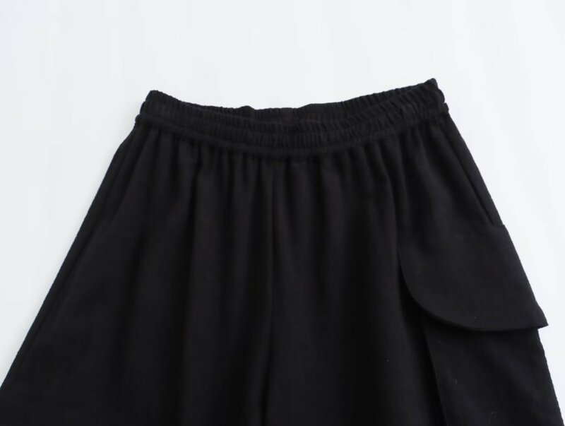 Pantalon sarouel à poches pour filles, mode britannique flétrie, pantalon cargo décontracté pour femmes, noir, document, fjJogger
