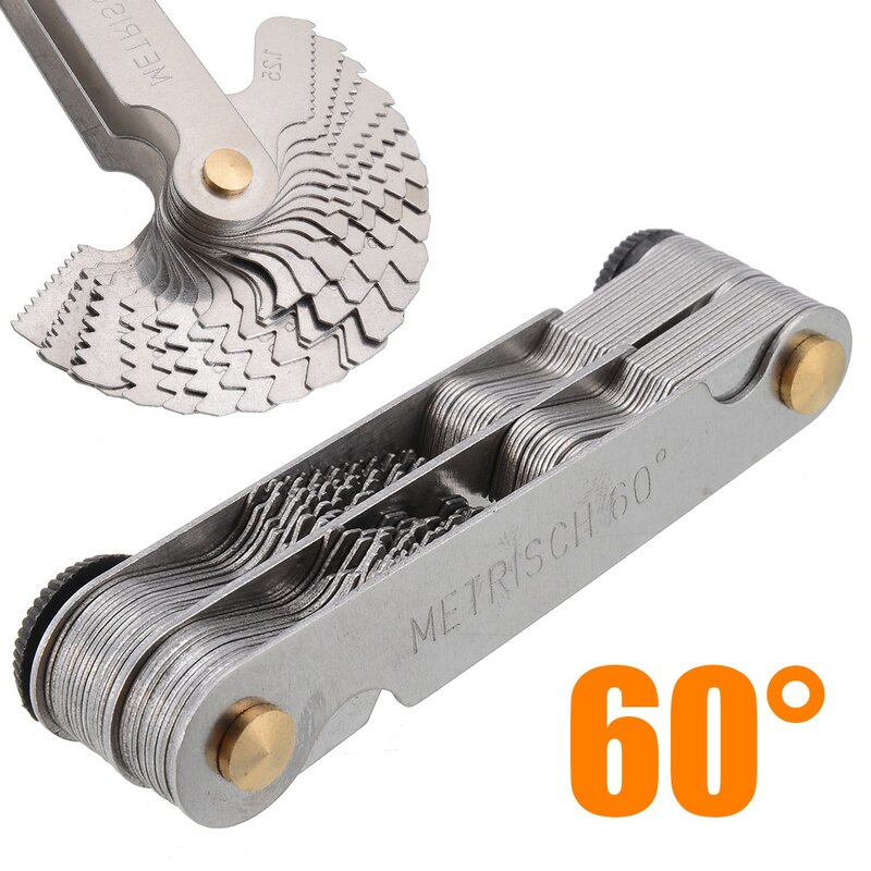 Medidores de paso de tornillo de diente de engranaje, herramientas de medición de rosca Metrisch de 55/60 grados, pulgadas métricas