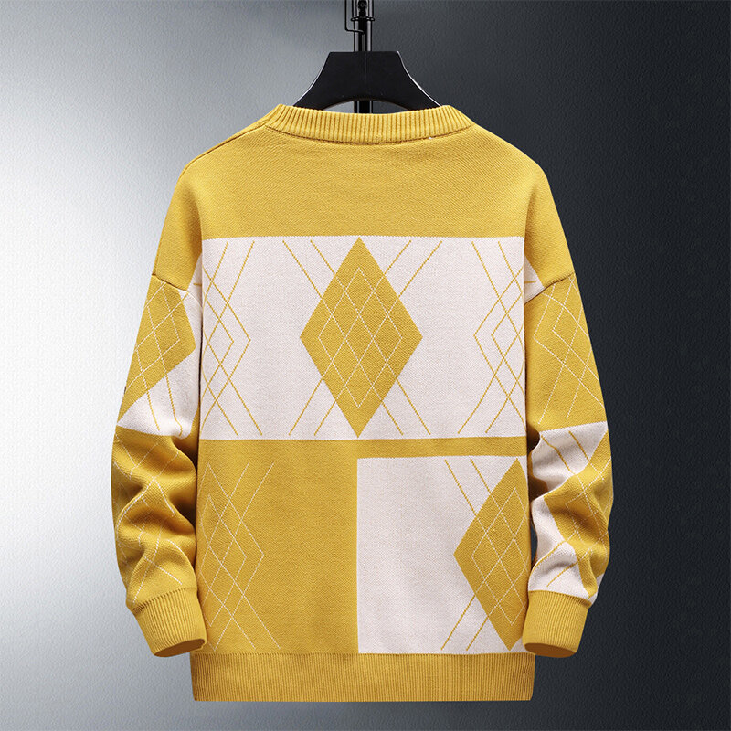 Autumn and winter plus size men's casual retro sweater 7XL 6XL 5XL fashion new round neck long sleeve loose pullover sweater.