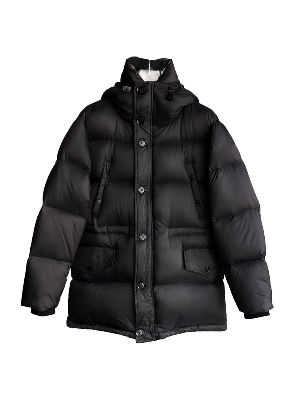 롱 슬림 버전 모자 스플라이싱 격자 무늬 디자인의 다운 재킷, 따뜻하고 편안한 2023, 겨울 신상 1113
