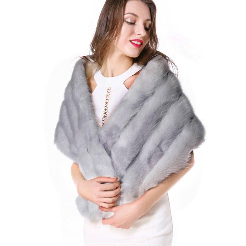Fur shawl imitation fur mink stripes thickened cape fur vest