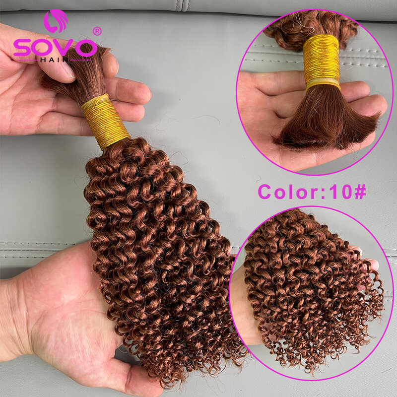Kinky Curly Human Hair Bulk Highlight Blonde Braiding Remy Hair Weaving No Weft Mongolian Afro Curly Hair Bulks Extensions