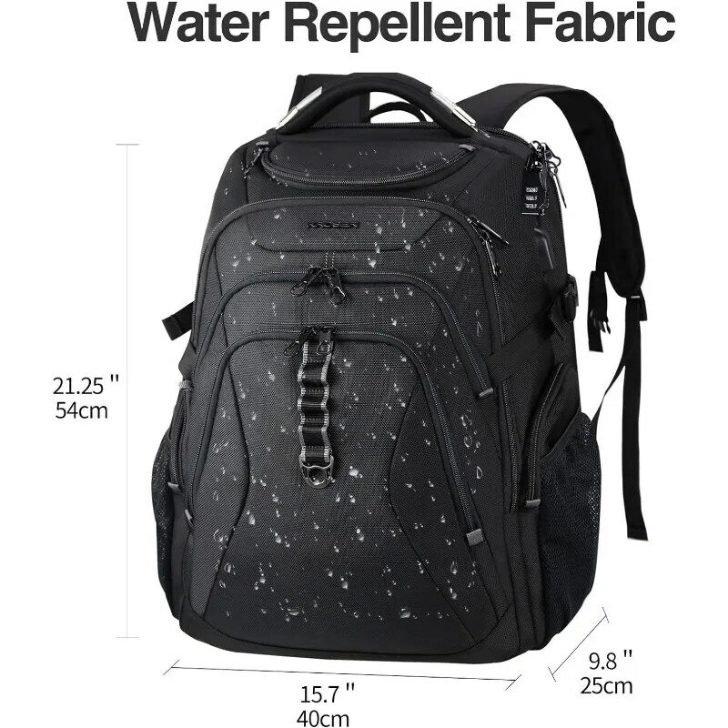 حقيبة Daypack مضادة للماء للرجال والنساء ، حقيبة كمبيوتر محمول أنيقة ، حقيبة كلية الأعمال ، جيوب سوداء