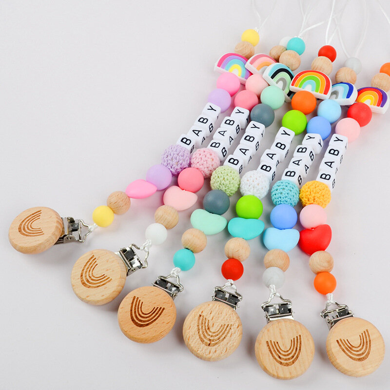 Custom Personalized Baby Name Pacifier Clip Handmade Chain Silicone Holder Soother Chains Toddler Chew Gift Newborn Accessories