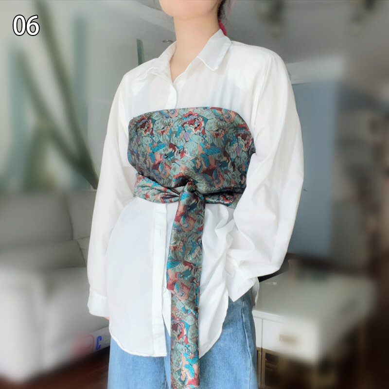 Kimono japonês Haori Yukata Obi Cinto, Literatura Brocado Jacquard Tecido, Cintura Camisa Vestido Decoração, Peito Envolvido Cummerbunds