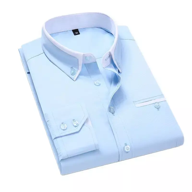 Camisa de vestir de negocios para Hombre, camisa de manga larga informal ajustada, Tops de alta calidad, blanco y negro, primavera y otoño, 8XL