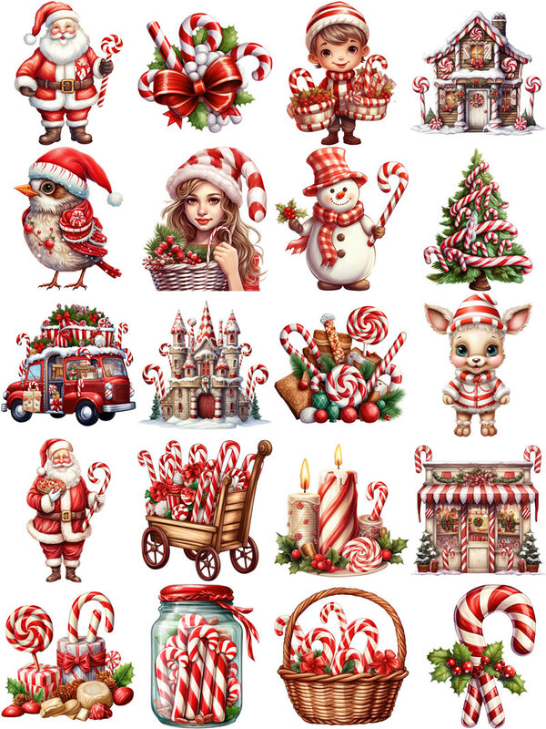 20Pcs/Pack Christmas Lollipops Sticker DIY Craft Scrapbooking Album Junk Journal Decorative Stickers