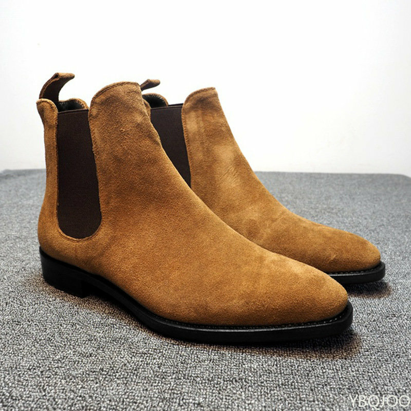 Мужские ботинки челси, черные, коричневые бархатные классические ботинки до щиколотки, Мужская обувь для прогулок, износостойкие женские ботинки, мужские ботинки