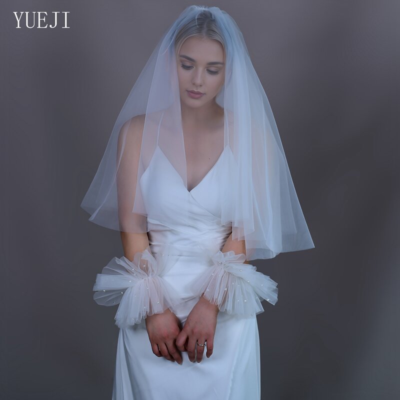 Yueji-シンプルなスタイルのシングルレイヤピュアなベール、ヘアカム付きブライダルアクセサリー、カスタム、マルチサイズ、花嫁、030