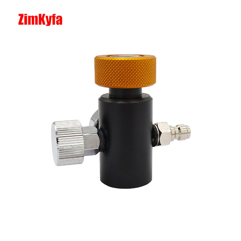 Air Refilling Adapter Fill Station On/Off Aadaptor W/ 8mm Quick Charging,3000psi/5000psi Pressure Gauge For G1/2-14 Tank Valves