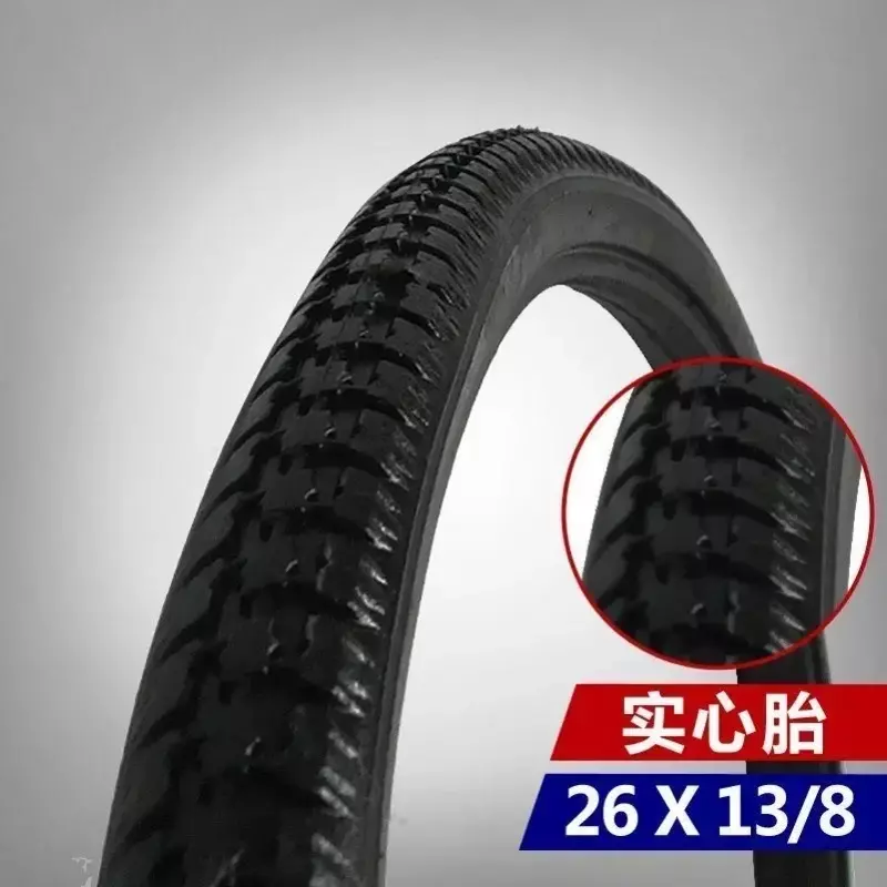 Tubeless pneu sólido para bicicleta, MTB engrenagem fixa, ciclismo pneu, não inflável, bicicleta pneu, preto, 26in, 26*1, 3/8