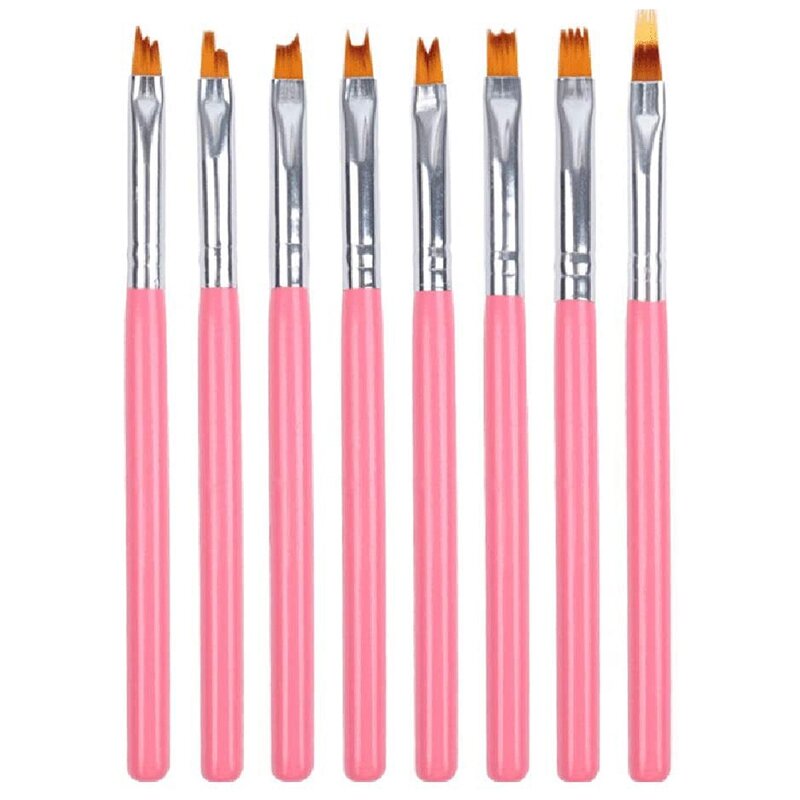 Pink Petal Color Paint Pen Set, Escova de unha curta, 8pcs