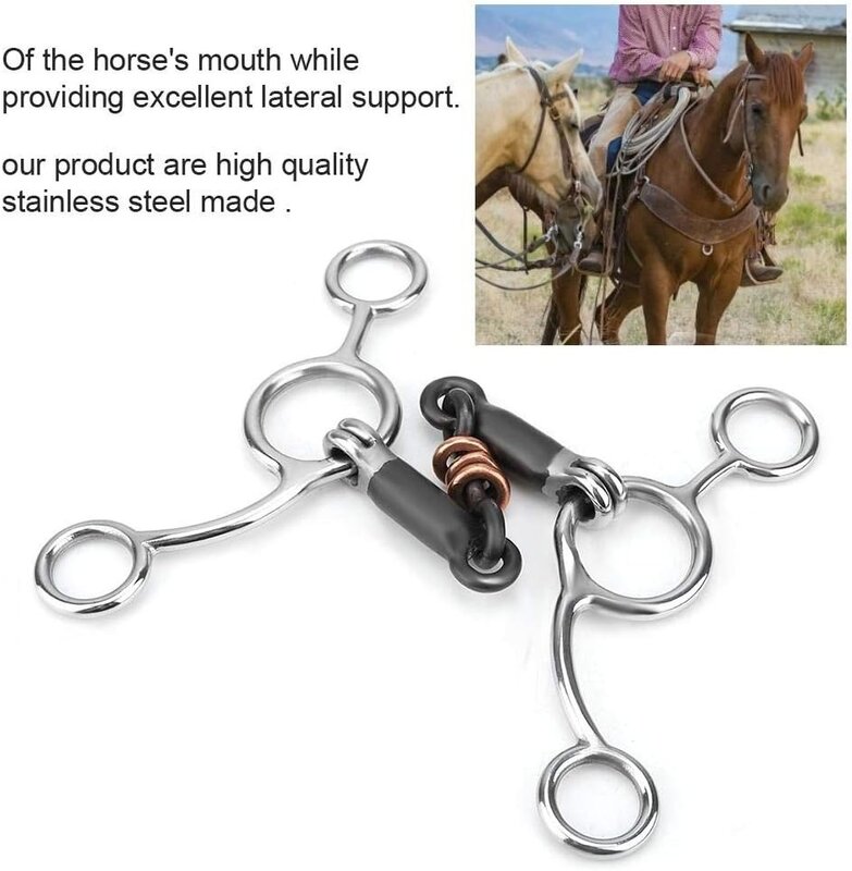 New Horse Bit Stainless Low Leverage Steel Copper Roller Loose Mouth Bit Copper Winding Stiff-Bit Copper Wire Wrapped Mouth