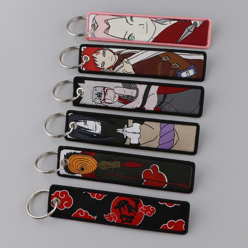 Japanese Anime Embroidery Key Fobs Key Tags Motorcycles Backpack Chaveiro Car Keychain Mange Key Ring Gifts for Friends Fashion