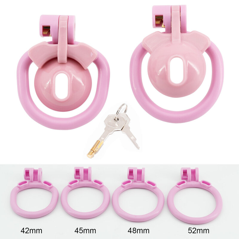 Gaiola de Castidade Positiva e Negativa Mini Penis Lock Dispositivo de Galo Pequeno com 4 Anéis de Tamanho Brinquedos Sexuais Masculinos Escondidos, Choque de Cores