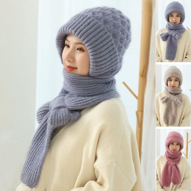 防風・暖かい冬の帽子-居心地の良いキャップスカーフ、耳の保護スカーフ、フード付きスカーフ、帽子